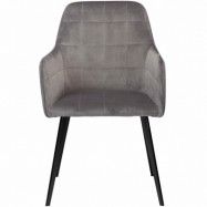 DAN-FORM Embrace matbordsstol - grå velour och svart stål