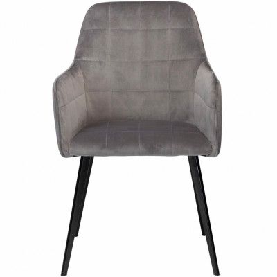 DAN-FORM Embrace matbordsstol - grå velour och svart stål