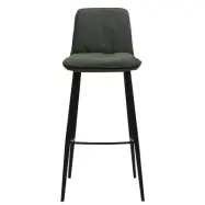 DAN-FORM Fierce Barstol, med Ryggst&ouml;d och Fotst&ouml;d - Gr&ouml;nt Tyg och Svart St&aring;l