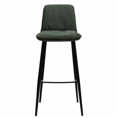 DAN-FORM Fierce Barstol, med Ryggstöd och Fotstöd - Grönt Tyg och Svart Stål