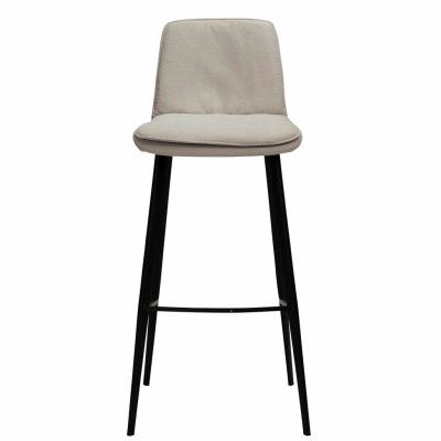 DAN-FORM Fierce Barstol, med Ryggstöd och Fotstöd - Sandfärgat Tyg och Svart Stål