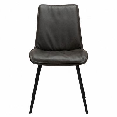 DAN-FORM Fierce matbordsstol - vintage grå konstläder och svart stål