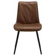 DAN-FORM Fierce matbordsstol - vintage ljusbrunt konstläder och svart stål