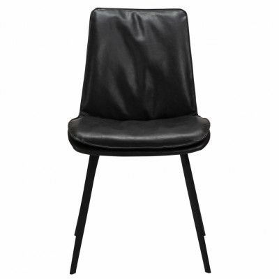 DAN-FORM Fierce matbordsstol - vintage svart konstläder och svart stål