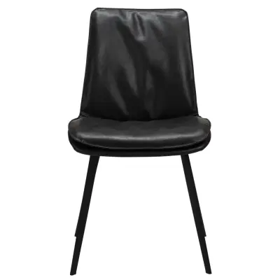 DAN-FORM Fierce matbordsstol - vintage svart konstläder och svart stål