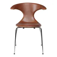 DAN-FORM Flair Matbordsto - Ljusbrunt Läder och Kromstål