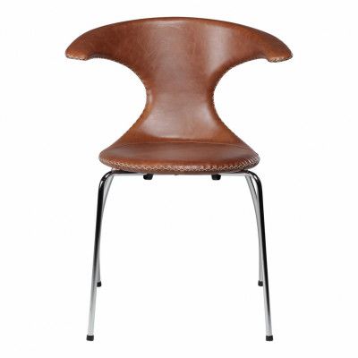 DAN-FORM Flair Matbordsto - Ljusbrunt Läder och Kromstål