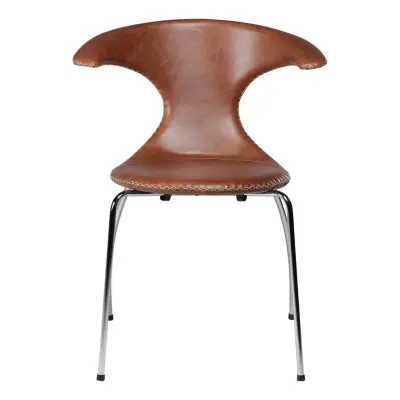 DAN-FORM Flair Matbordsto - Ljusbrunt Läder och Kromstål