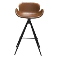 DAN-FORM Gaia Barstol, med Ryggst&ouml;d och Fotst&ouml;d - Vintage Ljusbrunt Konstl&auml;der och Svart St&aring;l