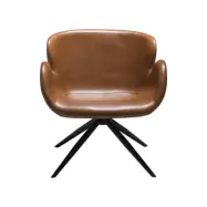 DAN-FORM Gaia Fåtölj, med Armstöd - Vintage Ljusbrunt Konstläder och Svart Stål
