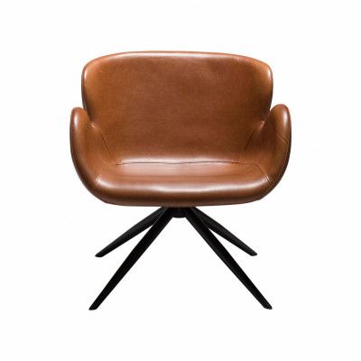 DAN-FORM Gaia Fåtölj, med Armstöd - Vintage Ljusbrunt Konstläder och Svart Stål