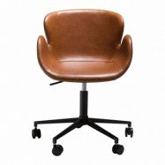 DAN-FORM Gaia kontorsstol, med armstöd och justerbar höjd - vintage ljusbrunt konstläder och svart stål