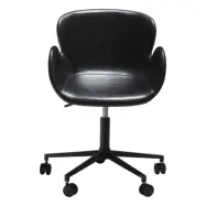 DAN-FORM Gaia kontorsstol, med armstöd och justerbar höjd - vintage svart konstläder och svart stål