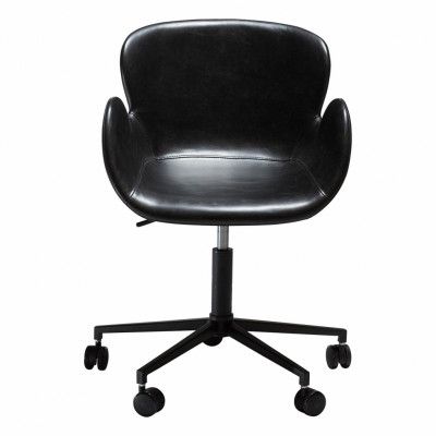 DAN-FORM Gaia kontorsstol, med armstöd och justerbar höjd - vintage svart konstläder och svart stål