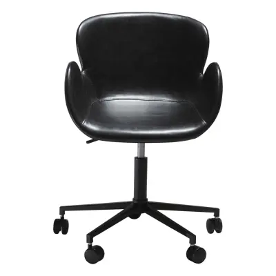 DAN-FORM Gaia kontorsstol, med armstöd och justerbar höjd - vintage svart konstläder och svart stål