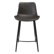 DAN-FORM Hype Barstol, med Ryggstöd och Fotstöd - Vintage Grå Konstläder och Svart Stål