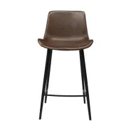 DAN-FORM Hype Barstol, med Ryggstöd och Fotstöd - Vintagebrunt Konstläder och Svart Stål
