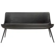 DAN-FORM Hype b&auml;nk, med ryggst&ouml;d - svart konstl&auml;der och svart metall