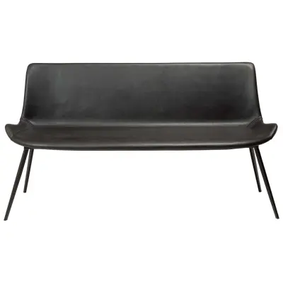 DAN-FORM Hype bänk, med ryggstöd - svart konstläder och svart metall