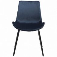 DAN-FORM Hype matbordsstol - blå velour och svart stål