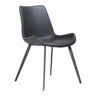 DAN-FORM Hype matbordsstol - svart konstläder och svart stål
