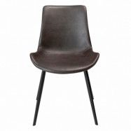 DAN-FORM Hype matbordsstol - vintage grå konstläder och svart stål