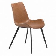 DAN-FORM Hype matbordsstol - vintage ljusbrunt konstläder och svart stål