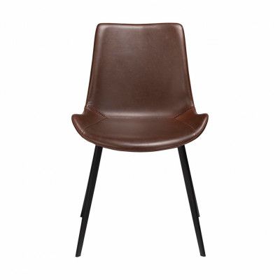 DAN-FORM Hype matbordsstol - vintagebrunt konstläder och svart stål