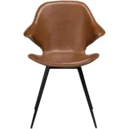 DAN-FORM Karma matbordsstol - vintage ljusbrunt konstl&auml;der och svart st&aring;l