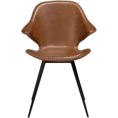 DAN-FORM Karma matbordsstol - vintage ljusbrunt konstläder och svart stål