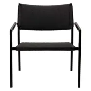 DAN-FORM Loop fåtölj, med armstöd - svart papperssnöre och svart stål