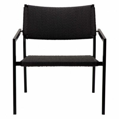 DAN-FORM Loop fåtölj, med armstöd - svart papperssnöre och svart stål