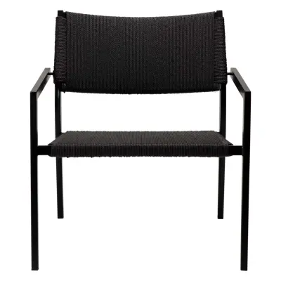 DAN-FORM Loop fåtölj, med armstöd - svart papperssnöre och svart stål