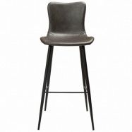 DAN-FORM Medusa barstol, med ryggstöd och fotstöd - vintage grå konstläder och svart stål