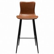 DAN-FORM Medusa barstol, med ryggstöd och fotstöd - vintage ljusbrunt konstläder och svart stål