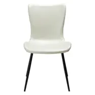 DAN-FORM Medusa matbordsstol - benvitt konstläder och svart stål