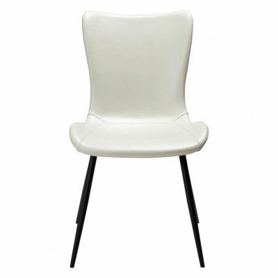 DAN-FORM Medusa matbordsstol - benvitt konstläder och svart stål