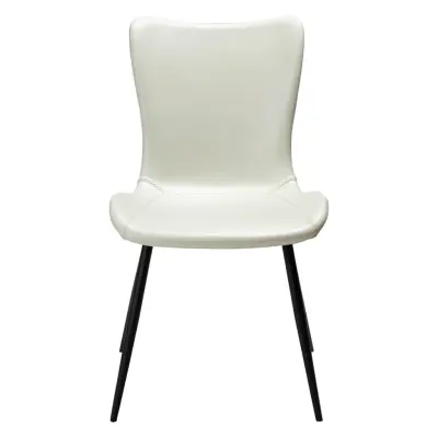 DAN-FORM Medusa matbordsstol - benvitt konstläder och svart stål