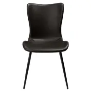 DAN-FORM Medusa matbordsstol - svart konstläder och svart metall