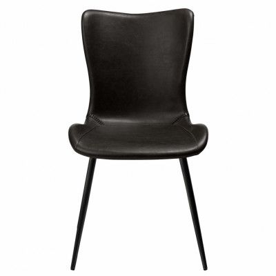 DAN-FORM Medusa matbordsstol - svart konstläder och svart metall