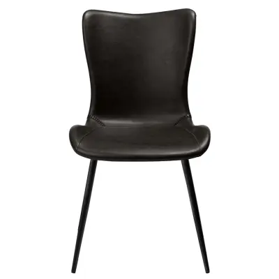 DAN-FORM Medusa matbordsstol - svart konstläder och svart metall