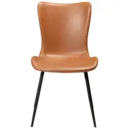 DAN-FORM Medusa matbordsstol - vintage ljusbrunt konstläder och svart stål