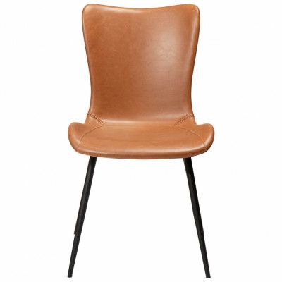 DAN-FORM Medusa matbordsstol - vintage ljusbrunt konstläder och svart stål