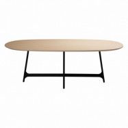 DAN-FORM Ooid matbord, ovalt - brun ekfanér och svart stål