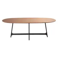 DAN-FORM Ooid matbord, ovalt - brunt valnötsfaner och svart stål (110x220)