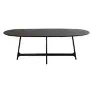 DAN-FORM Ooid matbord, ovalt - svart askfanér och svart stål (110x220)