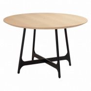DAN-FORM Ooid matbord, runt - brun ekfanér och svart stål