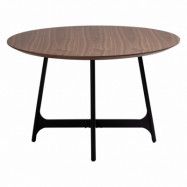 DAN-FORM Ooid matbord, runt - brunt valnötsfanér och svart stål