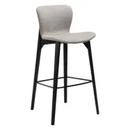 DAN-FORM Paragon barstol, med ryggstöd och fotstöd - brunt bouclétyg och svart ask.