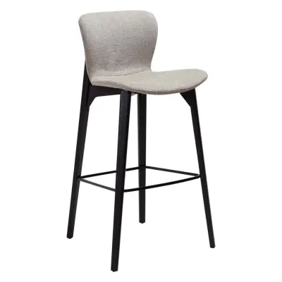 DAN-FORM Paragon barstol, med ryggstöd och fotstöd - brunt bouclétyg och svart ask.